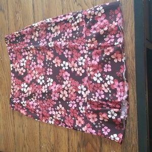 Ann Taylor Loft Floral Skirt size 4P in brown, peach, pinks and cream.
